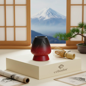 Kusenaoshi – Ceramiczna podstawka pod Chasen – Mountain (czerwona)