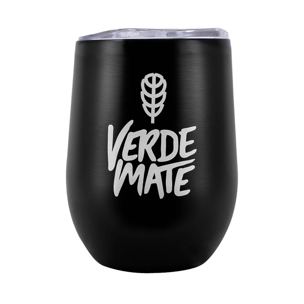 TermoLid – stalowe matero z pokrywką – motyw Verde Mate (czarny) – 350 ml