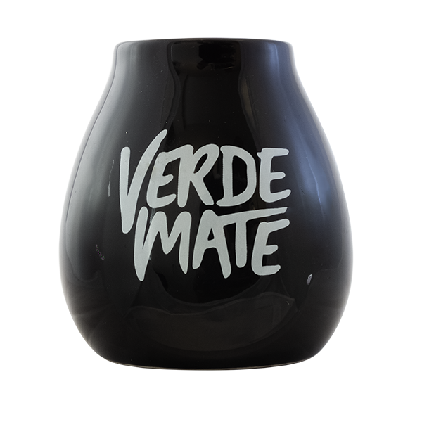(II. kategoria) Tykwa Ceramiczna czarna z logo Verde Mate