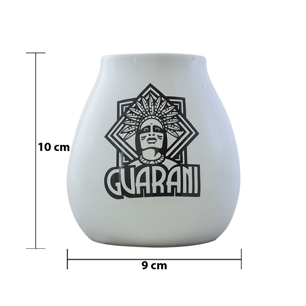 (II. kategoria) Tykwa Ceramiczna biała z logo Guarani - 350ml
