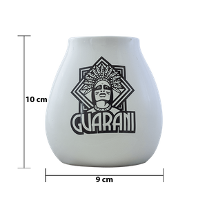 (II. kategoria) Tykwa Ceramiczna biała z logo Guarani - 350ml